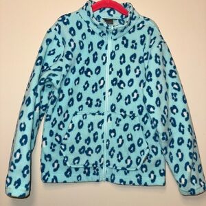 Eddie Bauer Blue Leopard Fleece Jacket - Girls XS